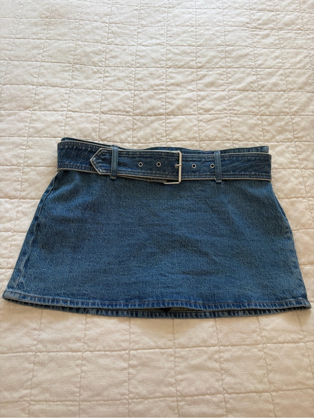 Abercrombie & Fitch Blue Denim Mini Skort with Belted Waist
